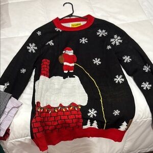 Christmas Santa Sweater - Black and Red